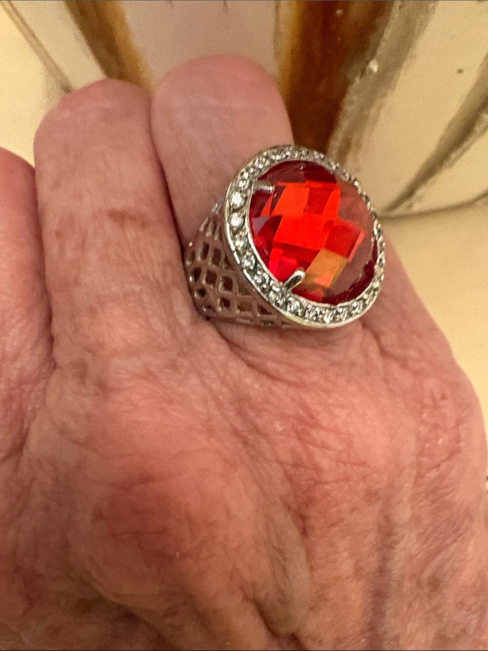 Red Crystal Cocktail Ring - Women's Fashion Jewelry